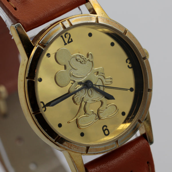 Mickey Mouse Gold Mirror Dial Quartz Watch w/ Stylo Strap