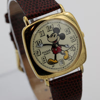 Seiko / Pulsar Mickey Mouse Men's Calendar Gold Quartz Watch w/ Lizard Strap