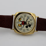 Seiko / Pulsar Mickey Mouse Men's Calendar Gold Quartz Watch w/ Lizard Strap