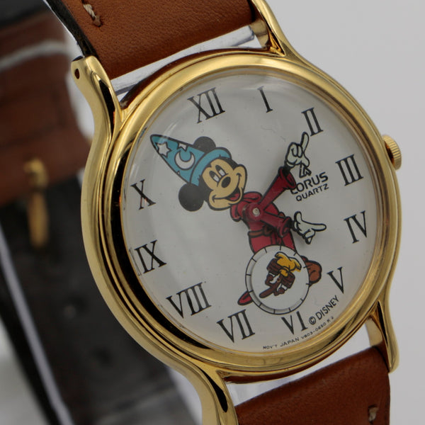 Seiko / Lorus Mickey Mouse Wizard Men's Gold Quartz Watch w/ Box