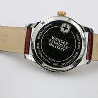New Wenger Men's Swiss Made Military Time Calendar Quartz Gold Watch w/ Original Box