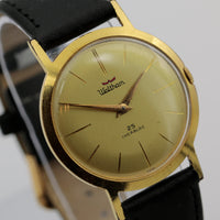 Waltham Men's 25Jwl Gold Swiss Made Hidden Crown Ultra Thin Watch w/ Strap