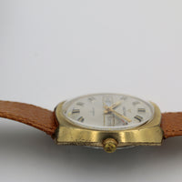 Waltham Men's Swiss Made Dual Calendar 17Jwl Gold Watch w/ New Pigskin Strap