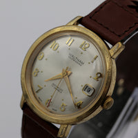 1970s Waltham Mens Swiss Made 17Jwl Automatic Calendar Gold Watch w/ Strap