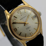 1960s Waltham Men's Swiss Made 17Jwl Gold Calendar Interesting Dial Watch w/ Strap