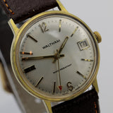 1960s Waltham Mens Swiss Made Gold Calendar Watch w/ Strap