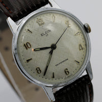 1960s Elgin Men's Silver 17Jwl Automatic Made in Germany Watch w/ Strap