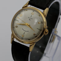 1950s Elgin Men's 10K Gold Swiss Made 17 Jwl Watch w/ Shark Strap