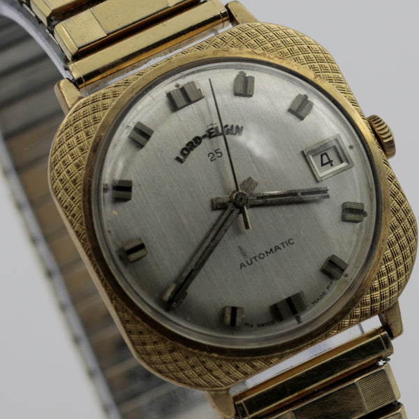 1950s Lord Elgin Men's 25Jwl Automatic 10K Gold Calendar Swiss Made Watch