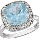 4ct Blue Topaz & Diamond Ring and Earrings Set in 14K White Gold
